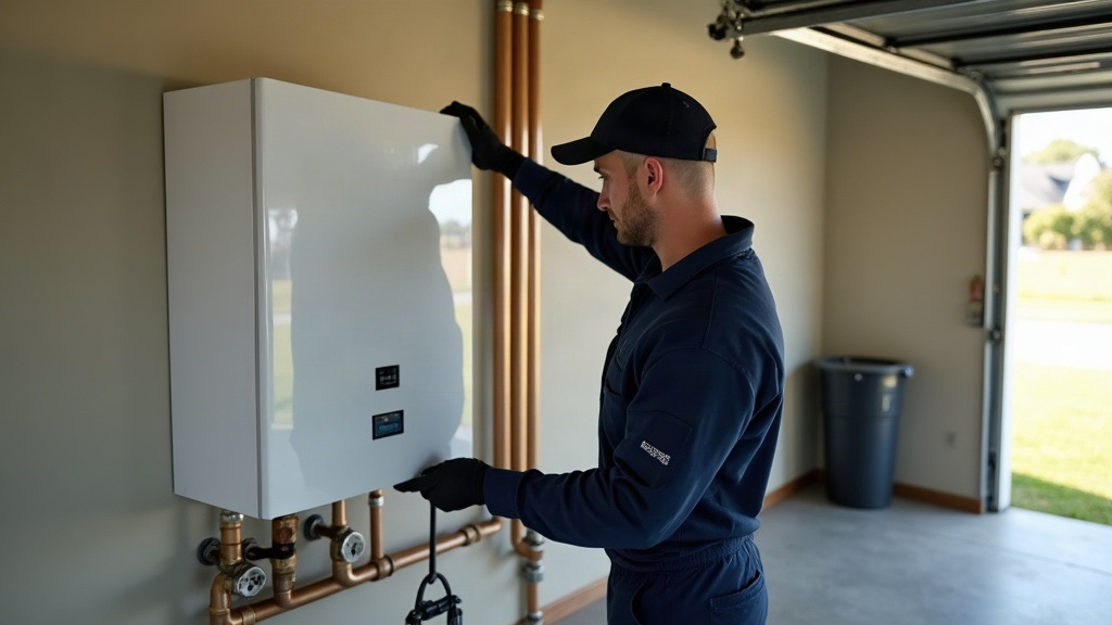 Plumber installing a water heater in a Florida home